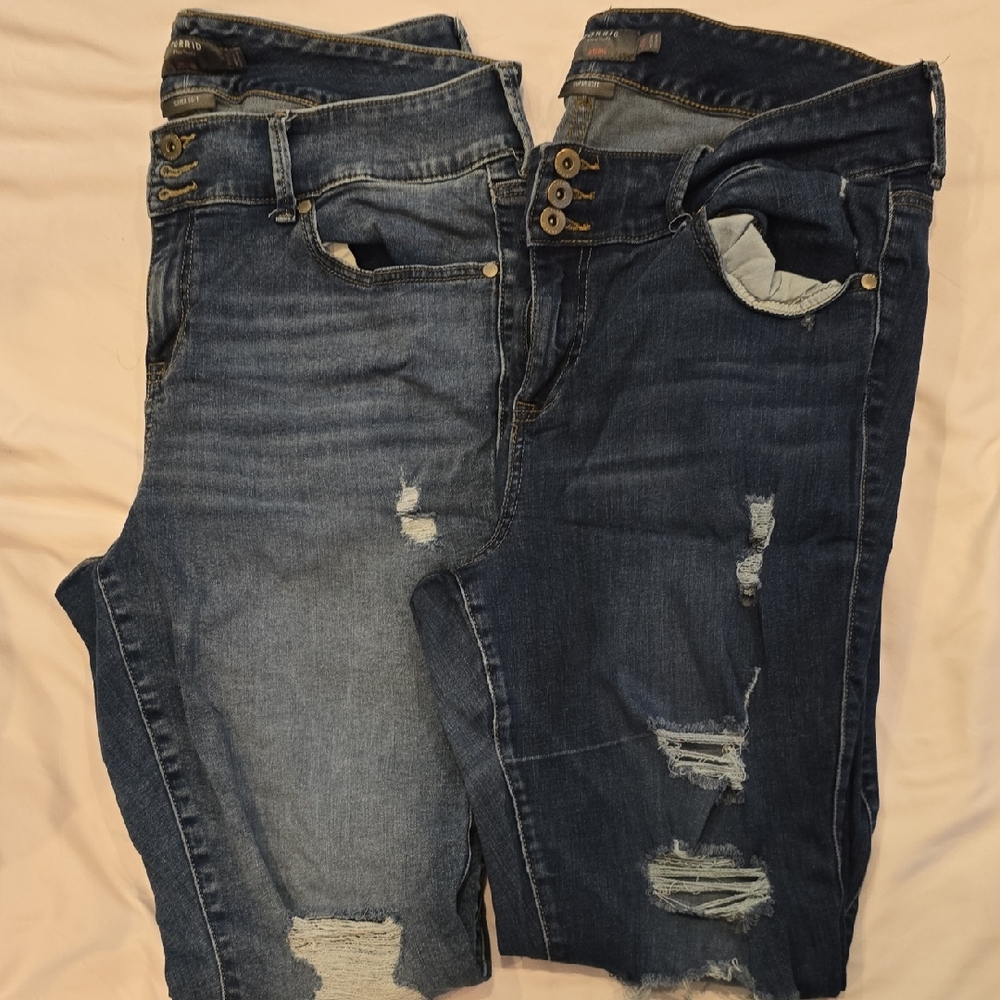 Set Of 2 Torrid Dark and Light Blue Distressed Jeans